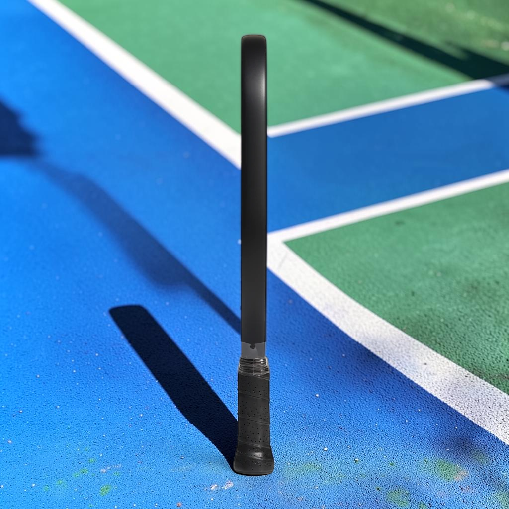 padelpickleball.store adidas Match Light pickleball paddle with black and white striped design on a court surface