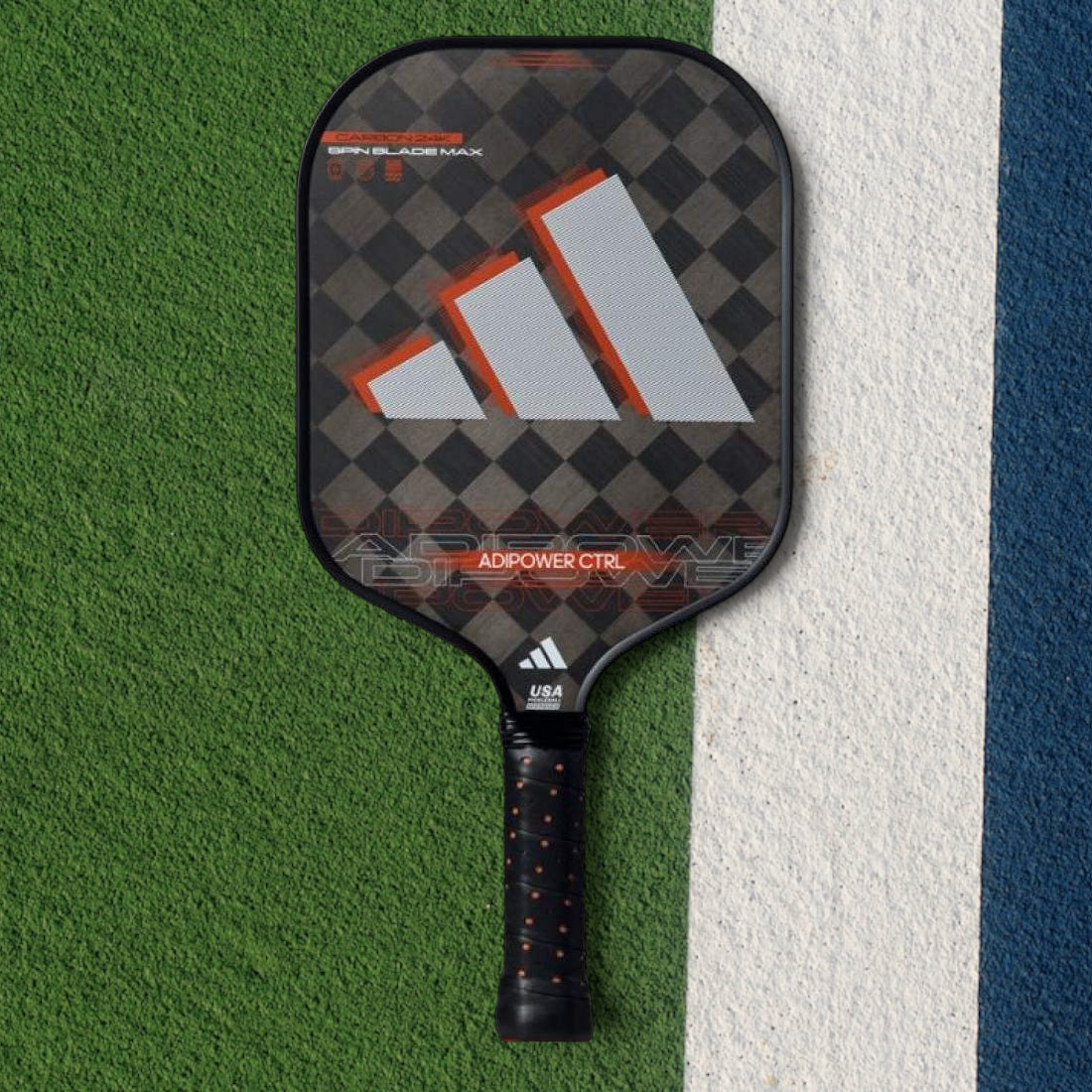 padelpickleball.store adidas Adipower Ctrl pickleball paddle with black and orange 24K carbon fiber surface